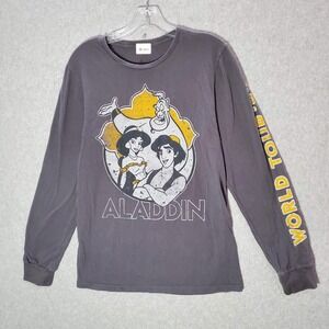 Aladdin Men T-Shirt Small Gray World Tour 92 Long Sleeve Tee